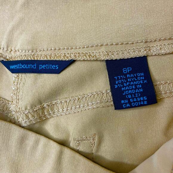 Westbound Petites Pants Womens Khaki SZ 8P Mid-Rise Capri 2 Back Pockets Stretch - Picture 4 of 8
